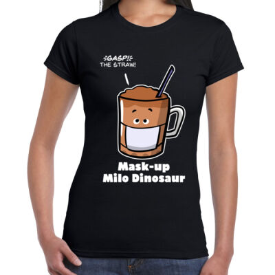 Mask Up Milo Dinosaur (Ladies, Black) Thumbnail