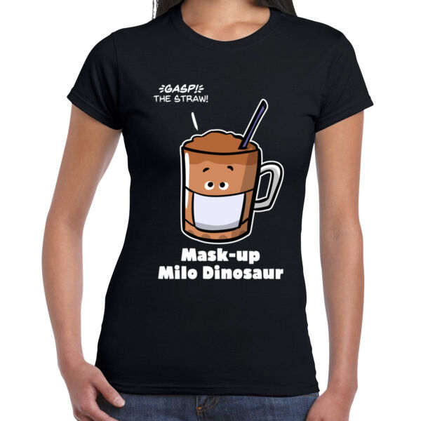 Mask Up Milo Dinosaur (Ladies, Black) Thumbnail